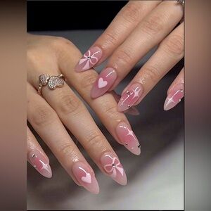 Chic Pink Heart Press-On Nails